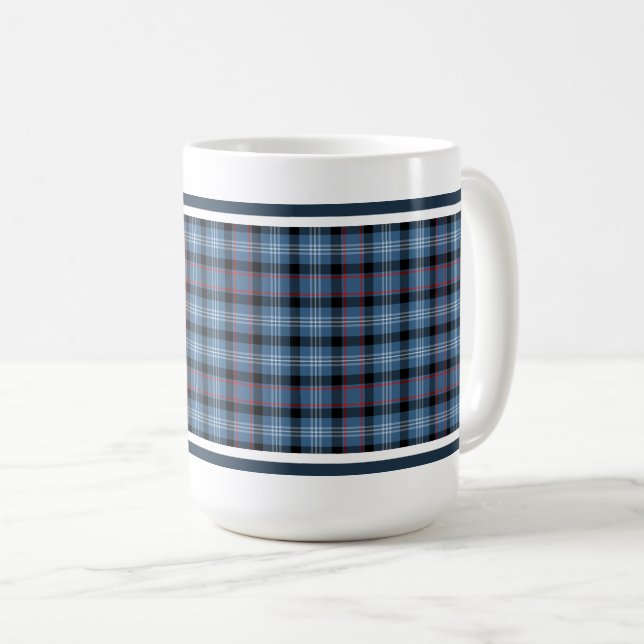 Taza De Café Fitzgerald Tartán Patrón Azul Placa Irlandesa (Anverso derecho)
