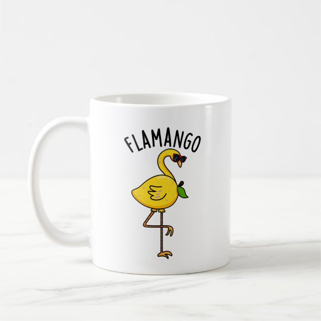 Taza De Café Fla-mango Funny Flamingo Pun (Izquierda)