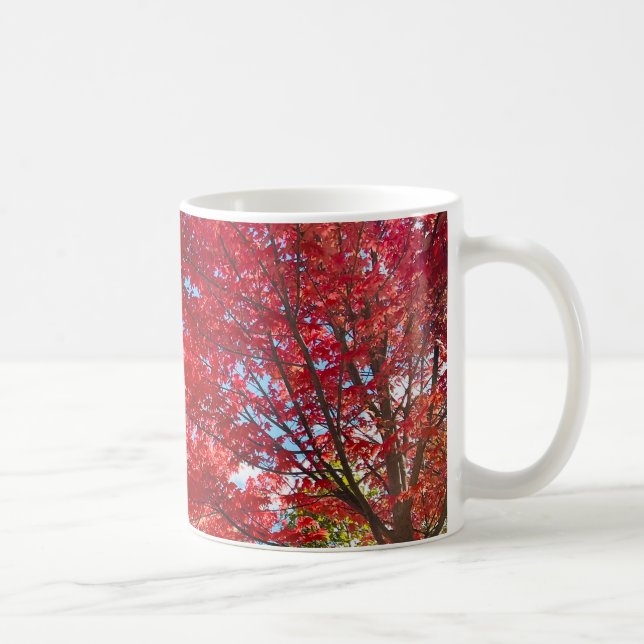 Taza De Café Flagrantes hojas de árboles rojos en otoño (Derecha)