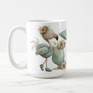 TAZA DE CAFÉ FLAMENCO AZUL ADORABLE EN LA PLAYA CON SUNCASTLE