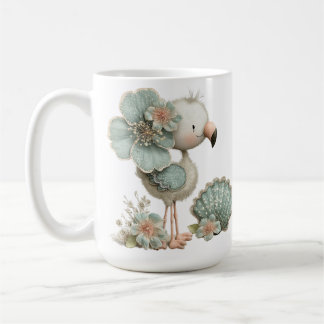 TAZA DE CAFÉ FLAMENCO AZUL ADORABLE EN LA PLAYA CON SUNCASTLE