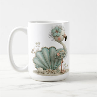 TAZA DE CAFÉ FLAMENCO AZUL ADORABLE EN LA PLAYA CON SUNCASTLE