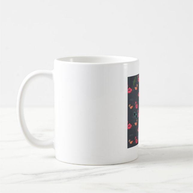 Taza De Café flamenco de verano fiesta de playa negro (Izquierda)