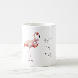 Taza De Café Flamenco Hermoso con lazo rosa