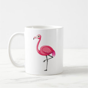 Taza De Café Flamenco Rosa en Estilo de Dibujos Animados