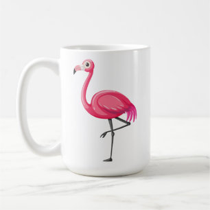 Taza De Café Flamenco Rosa en Estilo de Dibujos Animados