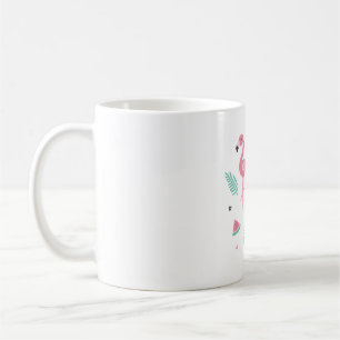 Taza De Café Flamenco Rosa, Sandía, Patrón de Hojas Tropicales