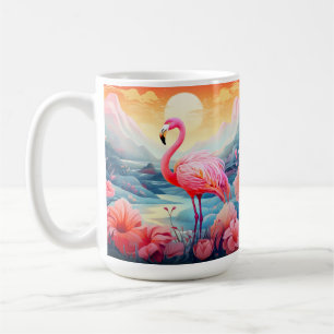 Taza De Café Flamenco Tropical con Flores