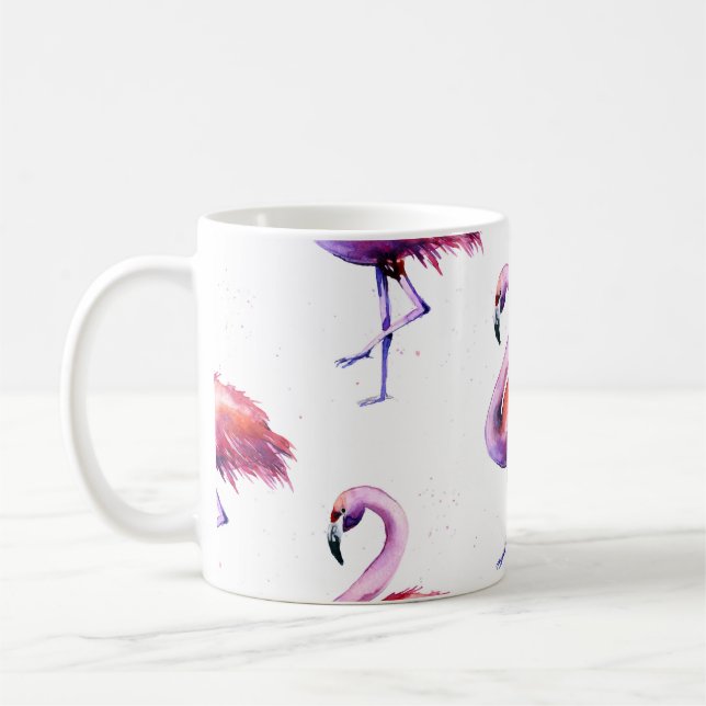 Taza De Café Flamencos con salpicaduras: patrón de acuarela. (Izquierda)