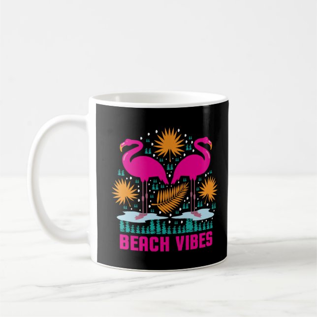 Taza De Café Flamencos rosados de los pepitas de playa-19501 (Izquierda)