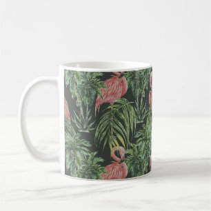 Taza De Café Flamencos rosados, patrón de cosecha tropical.