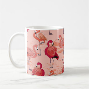 Taza De Café Flamencos rosados: Patrón tropical sin foco