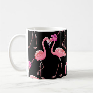 Taza De Café Flamencos rosados: Vintage de fondo negro