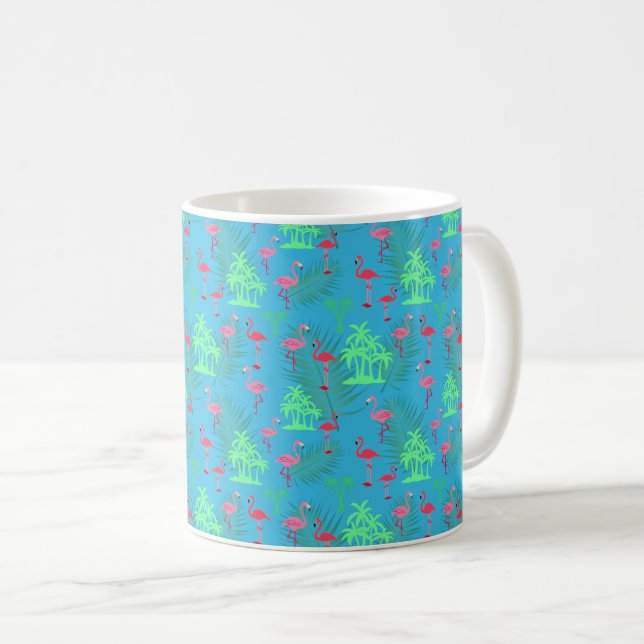 Taza De Café Flamencos rosas y palmeras (Anverso derecho)