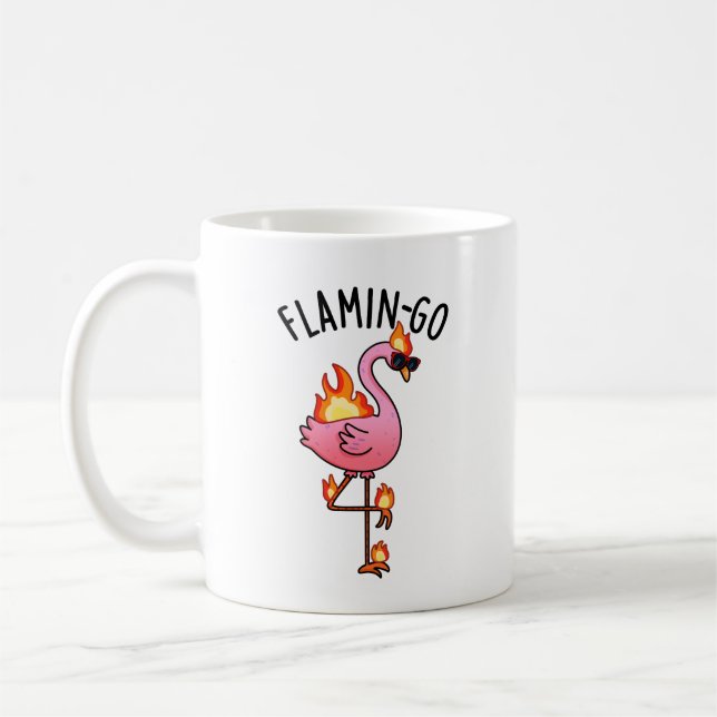 Taza De Café Flamin-go Funny Flamingo Pun (Izquierda)