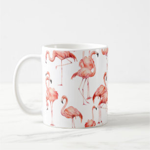 Taza De Café Flamingo acuarela sin costuras. Pintado de mano