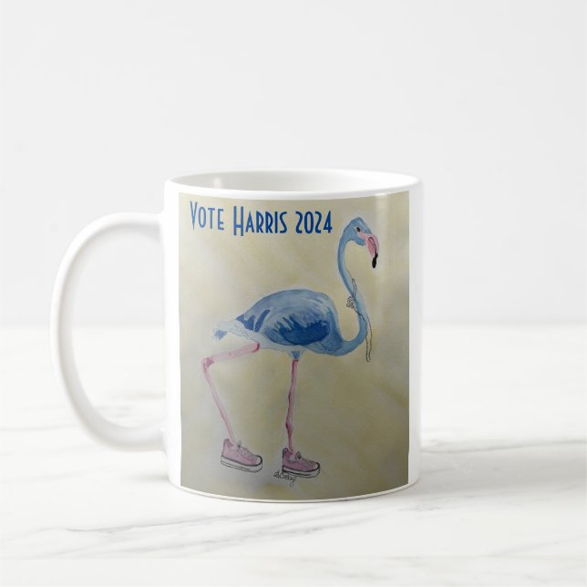 Taza De Café Flamingo azul con peluca de Perlas (Izquierda)