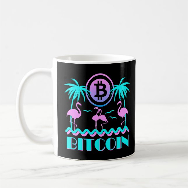 Taza De Café Flamingo Bitcoin Crypto Retro 80 (Izquierda)