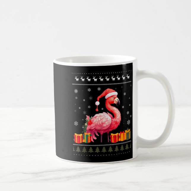 Taza De Café Flamingo Christmas Santa Hat Ugly Christmas Sweate (Derecha)