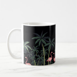 Taza De Café Flamingo de aves silvestres vintage nocturna tropi