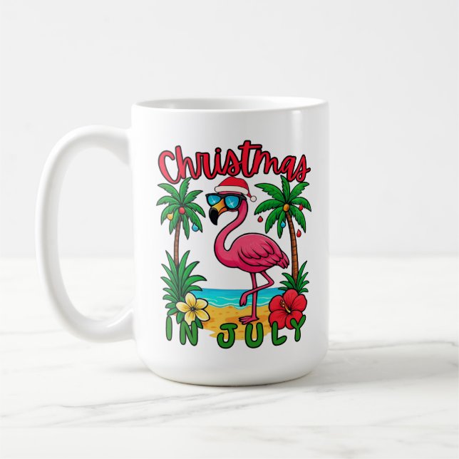 Taza De Café Flamingo de Navidad en Julio (Izquierda)