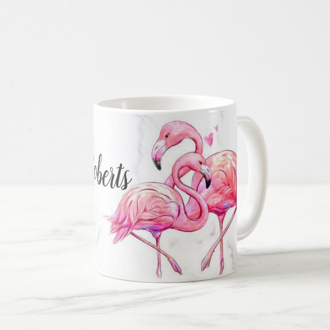 Taza De Café Flamingo floral tropical geométrico  (Anverso derecho)