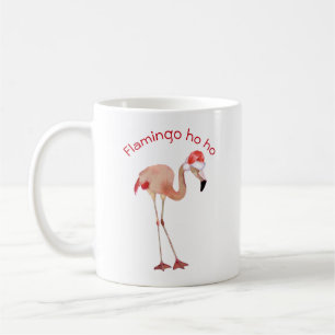 Taza De Café Flamingo ho ho pun acuarela Navidades vacaciones