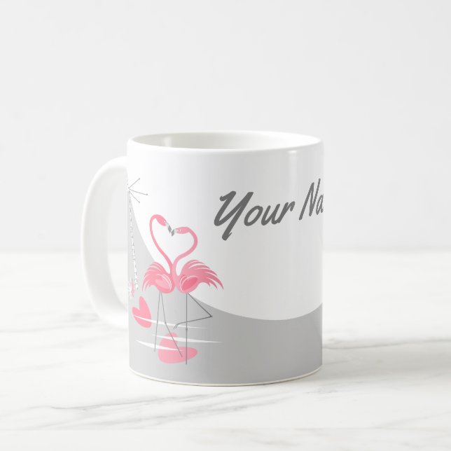 Taza De Café Flamingo Love Large Moon Name mug (Anverso izquierdo)