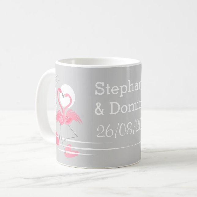 Taza De Café Flamingo Love Names Date Mug (Anverso izquierdo)
