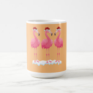 Taza De Café Flamingo Lover Xmas Iluminando Flamingos Santa Ros