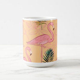 Taza De Café Flamingo Mug amarillo dorado y rosa