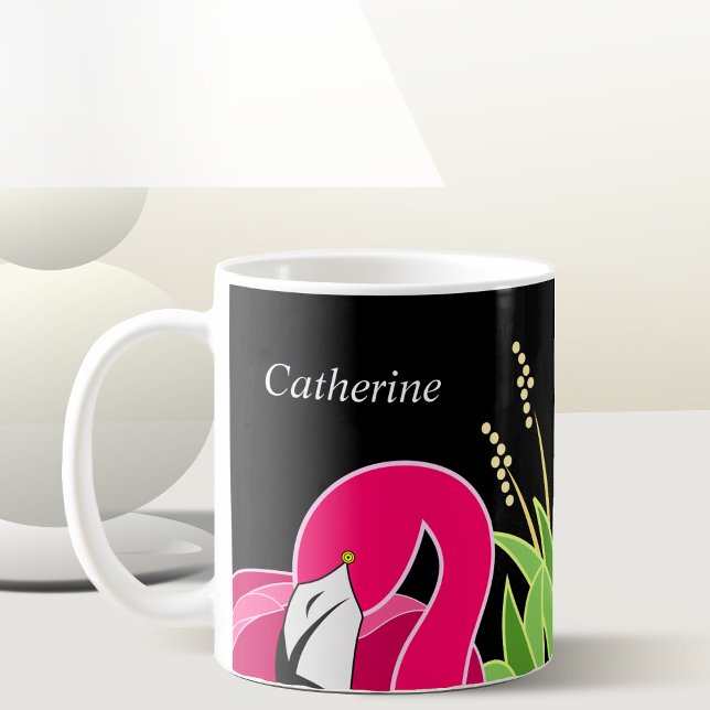 Taza De Café Flamingo Mug Con Nombres Personalizados (Personalized Bird Mug)