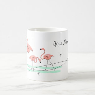 Taza De Café Flamingo Ocean 'Name' Trio mug