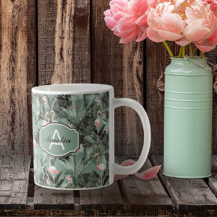 Taza De Café Flamingo Orquídea Patrón Tropical ID868