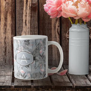 Taza De Café Flamingo Orquídea Trópico Patrón Gris ID868