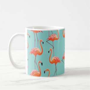 Taza De Café Flamingo realista: patrón de pájaros vintage