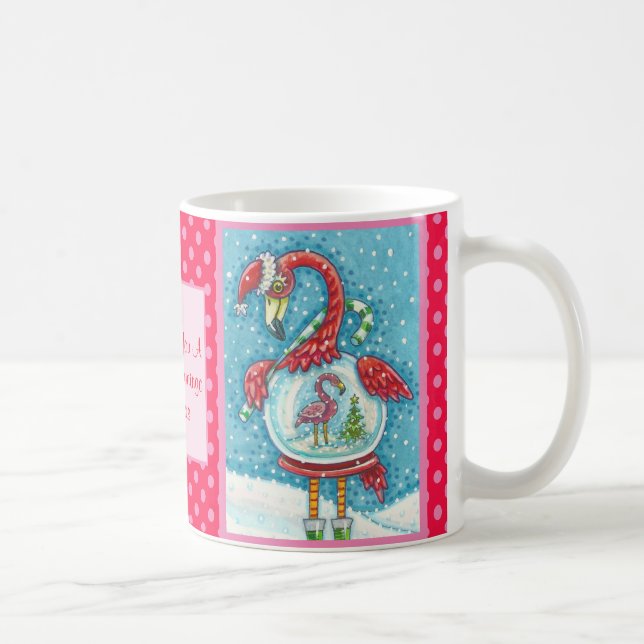 TAZA DE CAFÉ FLAMINGO ROJO, NAVIDADES BLANCOS NIEVEN MUGA GLOBA (Derecha)