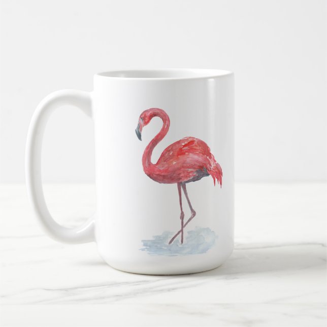 Taza De Café Flamingo rosa, acuarela. (Izquierda)