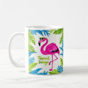 Taza De Café Flamingo rosa Estacionamiento tropical en una pier