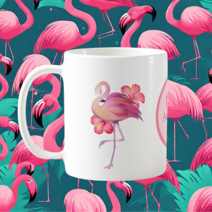 Taza De Café flamingo rosa lindo añadir monograma Café Mug