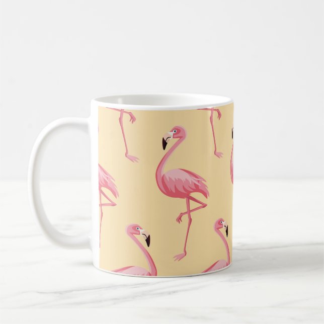 Taza De Café Flamingo seamless pattern background. Pink flaming (Izquierda)