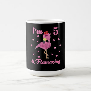Taza De Café Flamingo, tengo 5 años, y flaqueando, cinco años