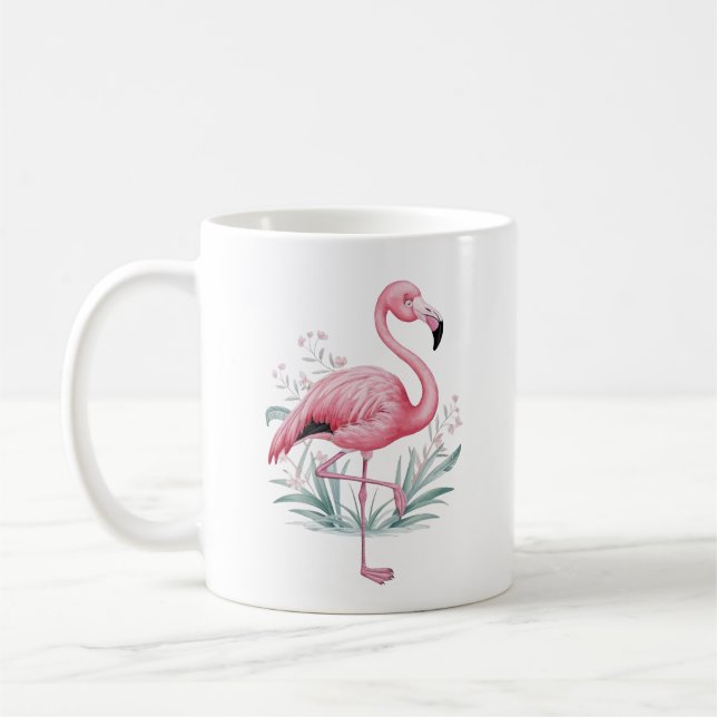 Taza De Café Flamingo y Flores (Izquierda)