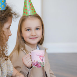 Taza De Café Flamingo Y Flores Rosa