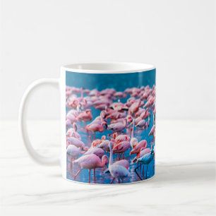 Taza De Café Flamingos africanos. Grupo de flamencos de pie en