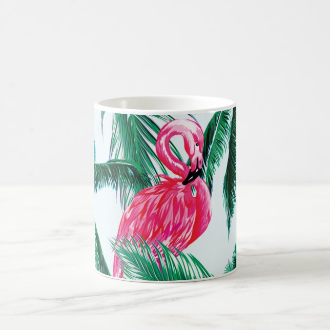 Taza De Café Flamingos Bajo Palmeras En La Selva De África (Centro)