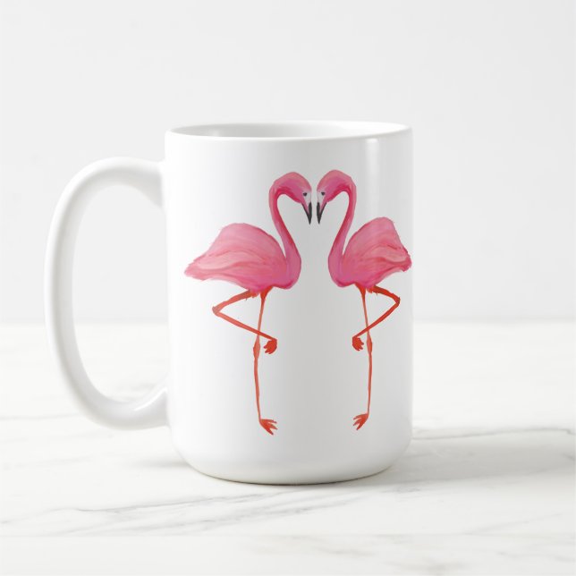 Taza De Café Flamingos rosados FLAMINGO CORAZÓN vacaciones trop (Izquierda)