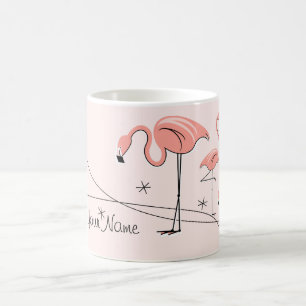 Taza De Café Flamingos Trío rosa 3 Mug 'Nombre'