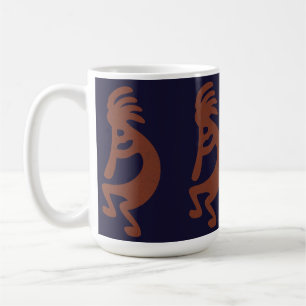 Taza De Café Flauta Jugando a la figura de Kokopelli - Azul sob