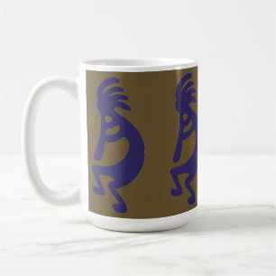 Taza De Café Flauta Jugando a la figura de Kokopelli - Azul sob